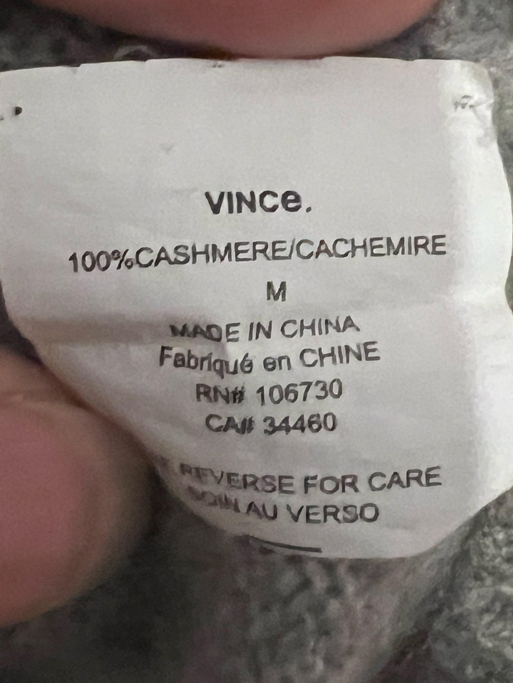Vince 100% Cashmere Heater Gray Sweater Size Medium - Picture 4 of 5